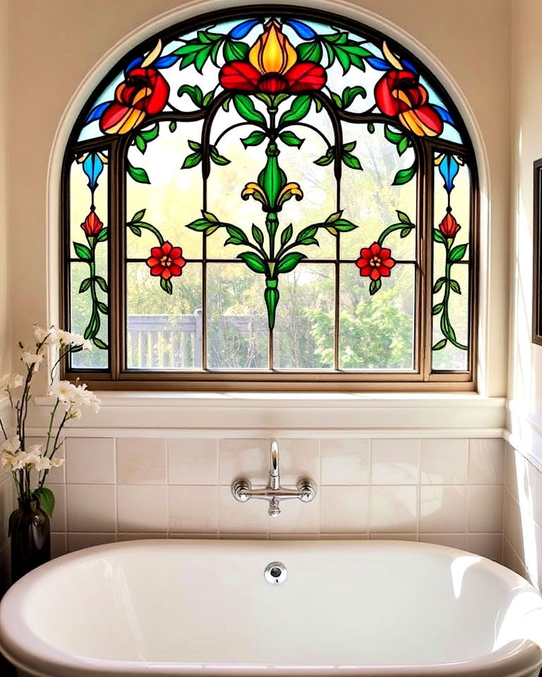 stained glass windows above the bathtub - 20 Windows Above Bathtub Ideas