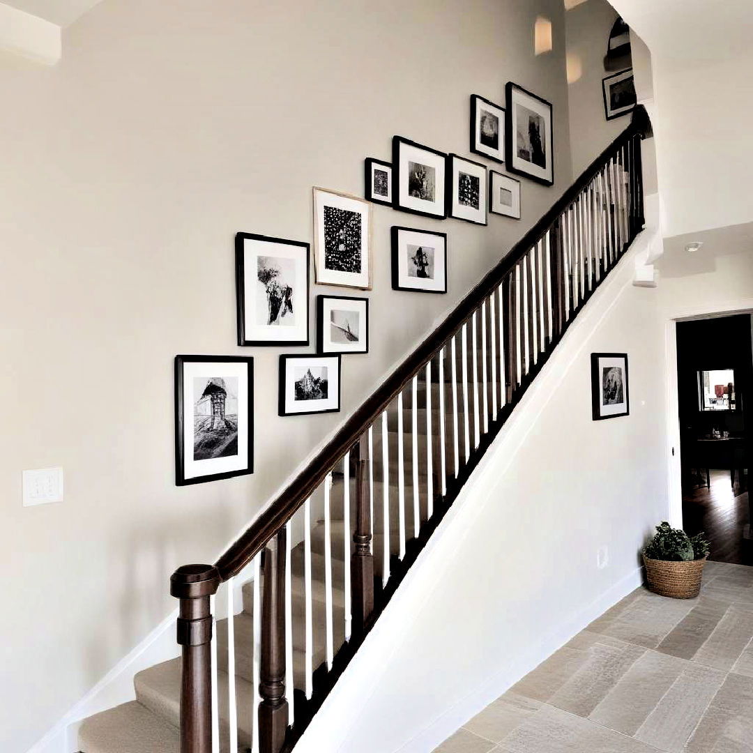 staircase gallery wall - 40 Gallery Wall Ideas