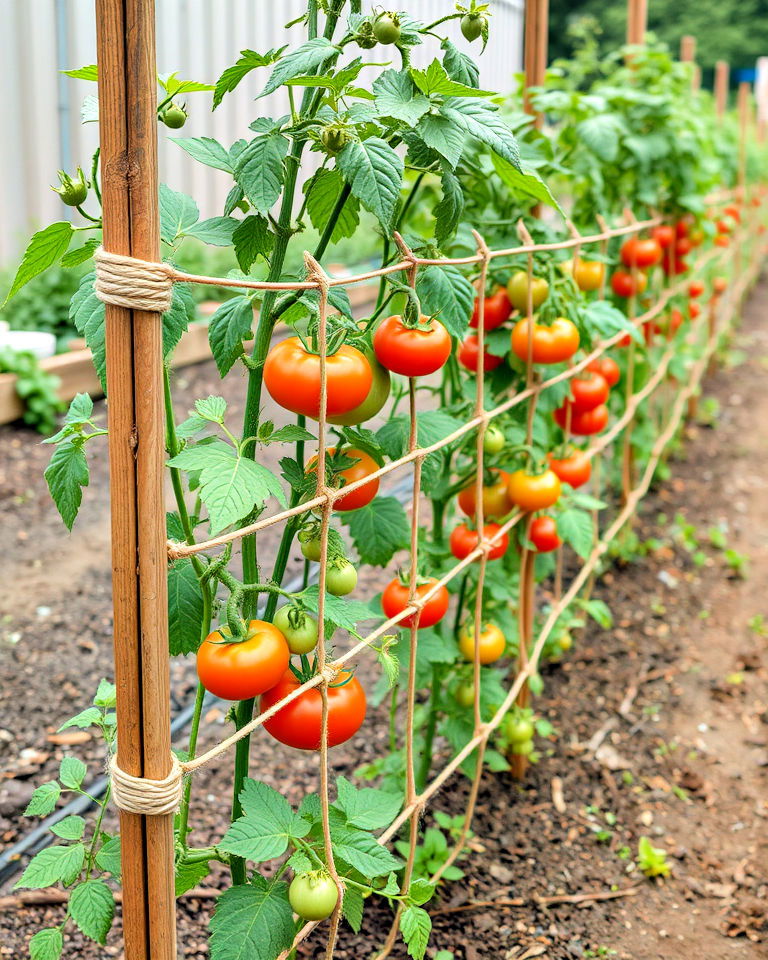 stake and weave tomato trellis - 30 Tomato Trellis Ideas