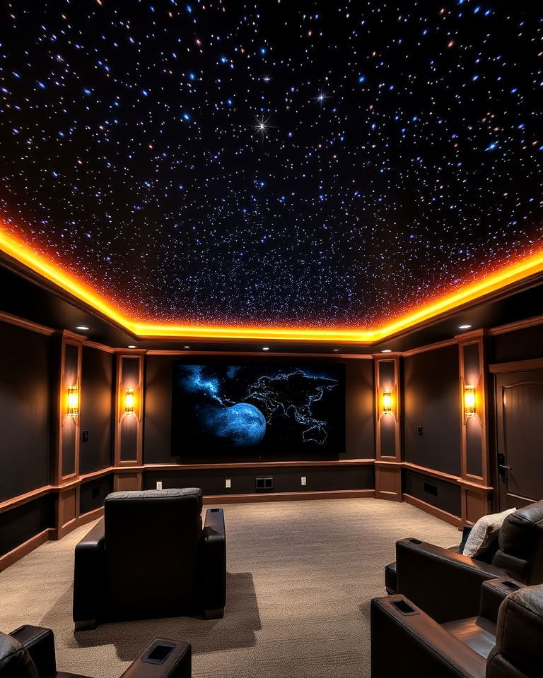 starry ceiling for basement home theater - 25 Basement Home Theater Ideas