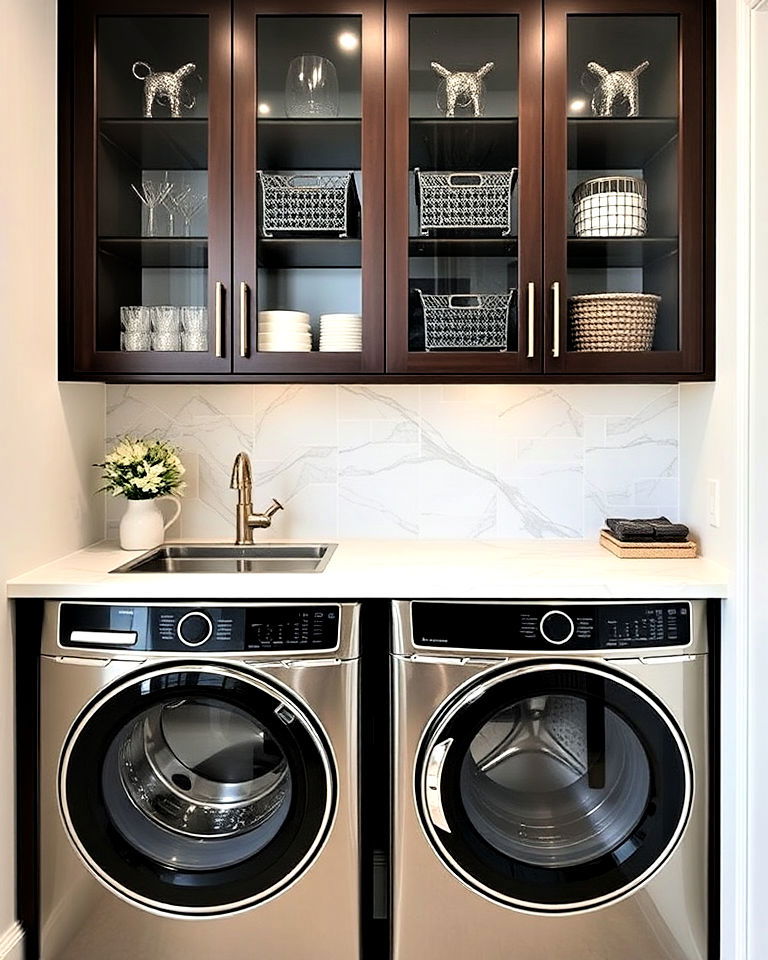 statement backsplash for luxury modern laundry room - 30 Luxury Modern Laundry Room Ideas