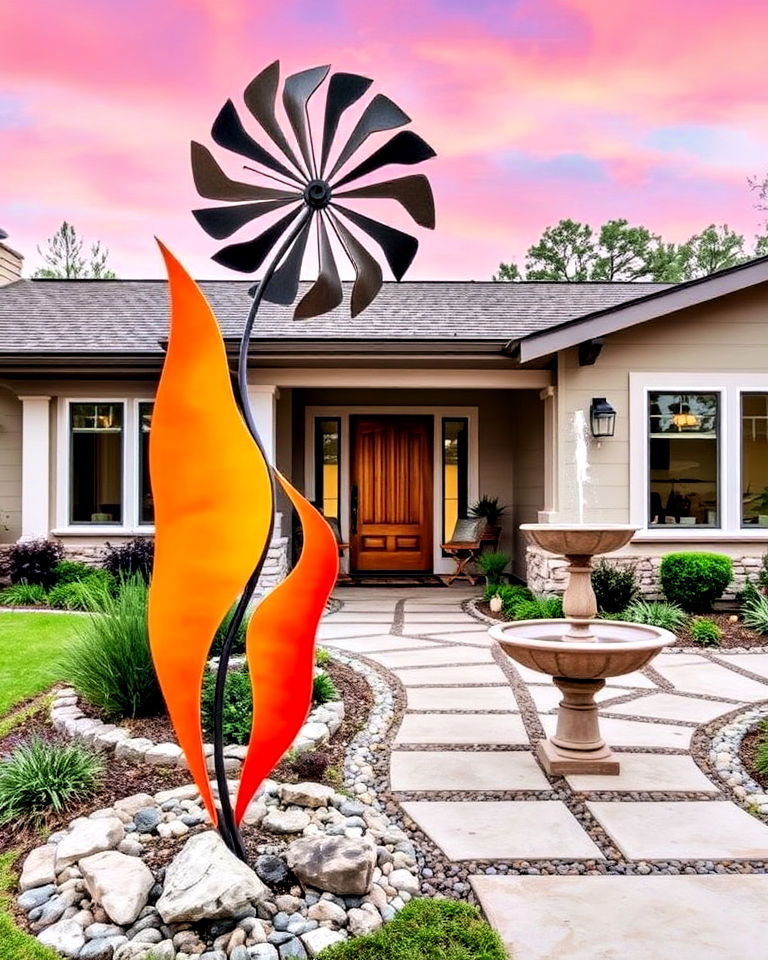 statement bold art front yard - 40 Curb Appeal Inspiration for Ranch Homes