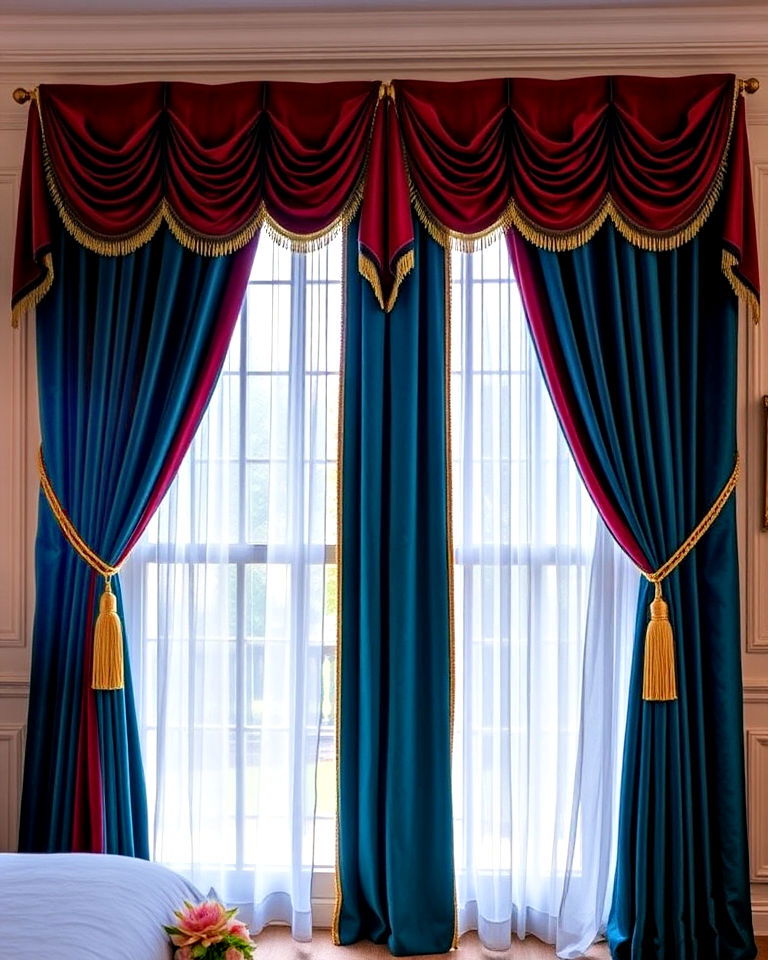statement jewel toned curtains - 20 Royal Bedroom Ideas