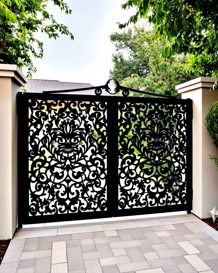 statement laser cut metal gate - 30 Sliding Gate Design Ideas