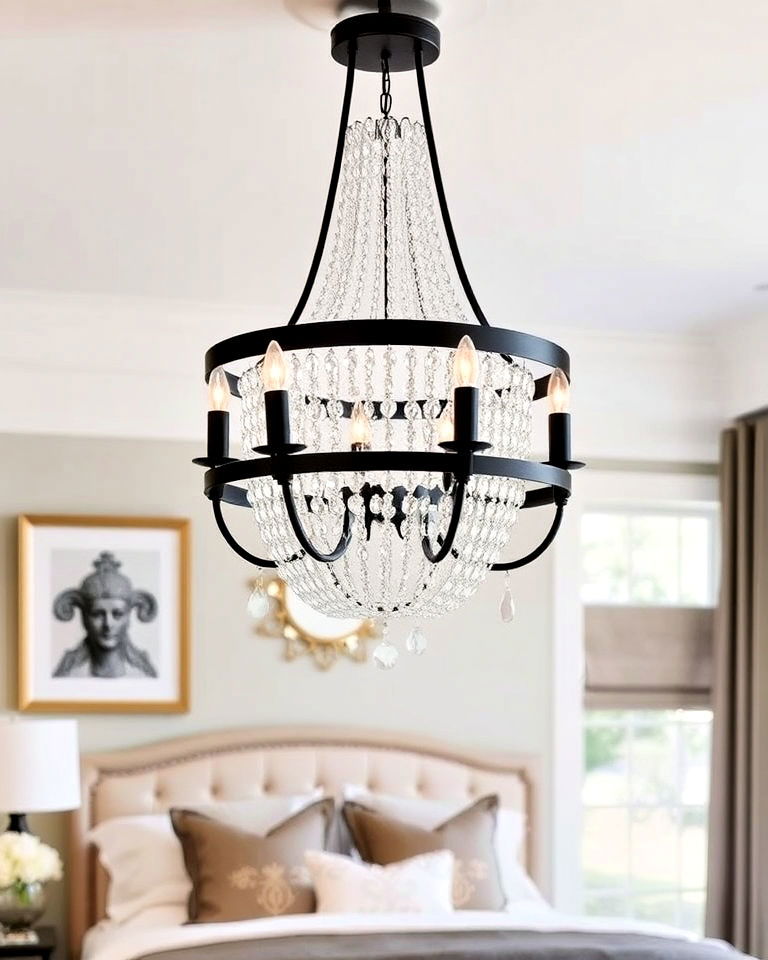 statement lighting fixture for transitional bedroom - 30 Transitional Bedroom Ideas