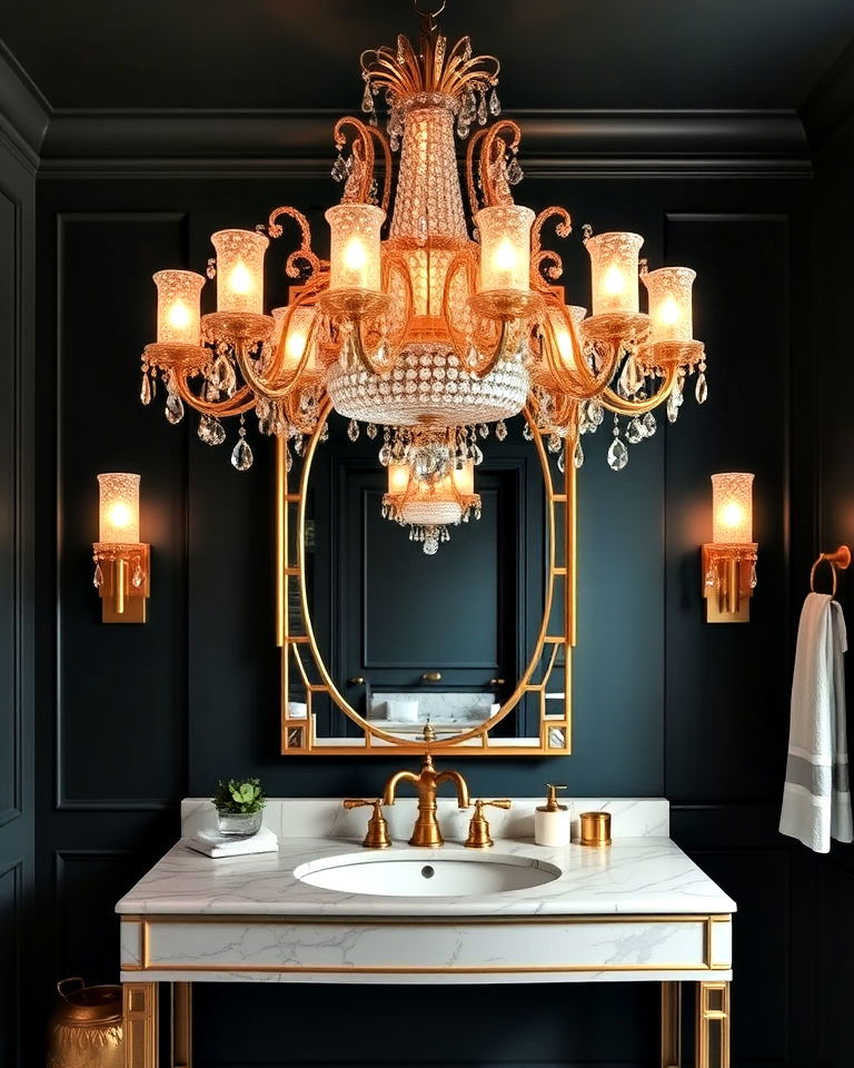 statement lighting fixtures for maximalist bathroom - 20 Maximalist Bathroom Design Ideas