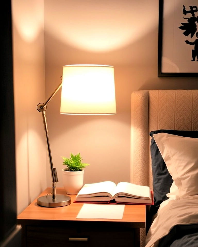 statement lighting for bedroom office - 40 Bedroom Office Ideas