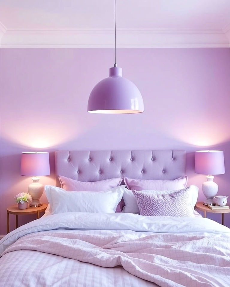 statement lilac lighting to add modern touch - 15 Lilac Bedroom Ideas