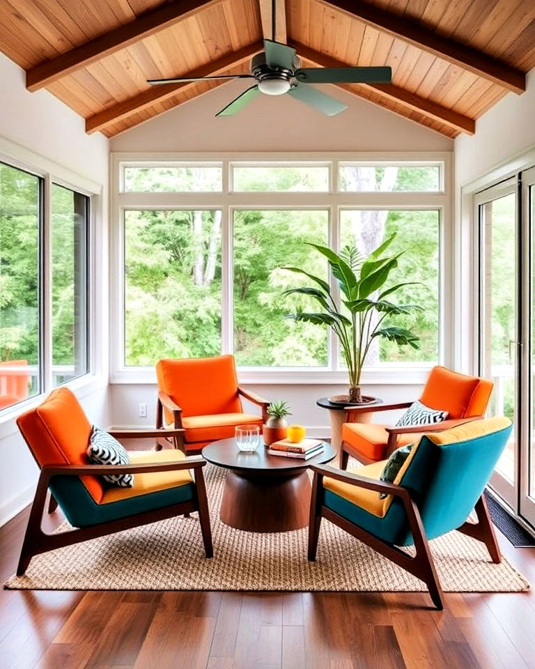 statement making accent chairs - 20 Mid-century Modern Sunroom Ideas
