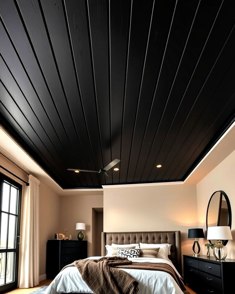 statement matte black tongue and groove ceiling - 20 Tongue and Groove Ceiling Ideas