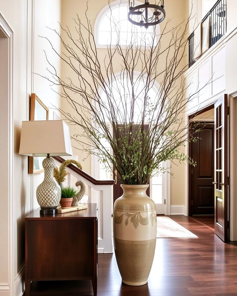 statement oversized floor vase - 50 Foyer Decor Ideas