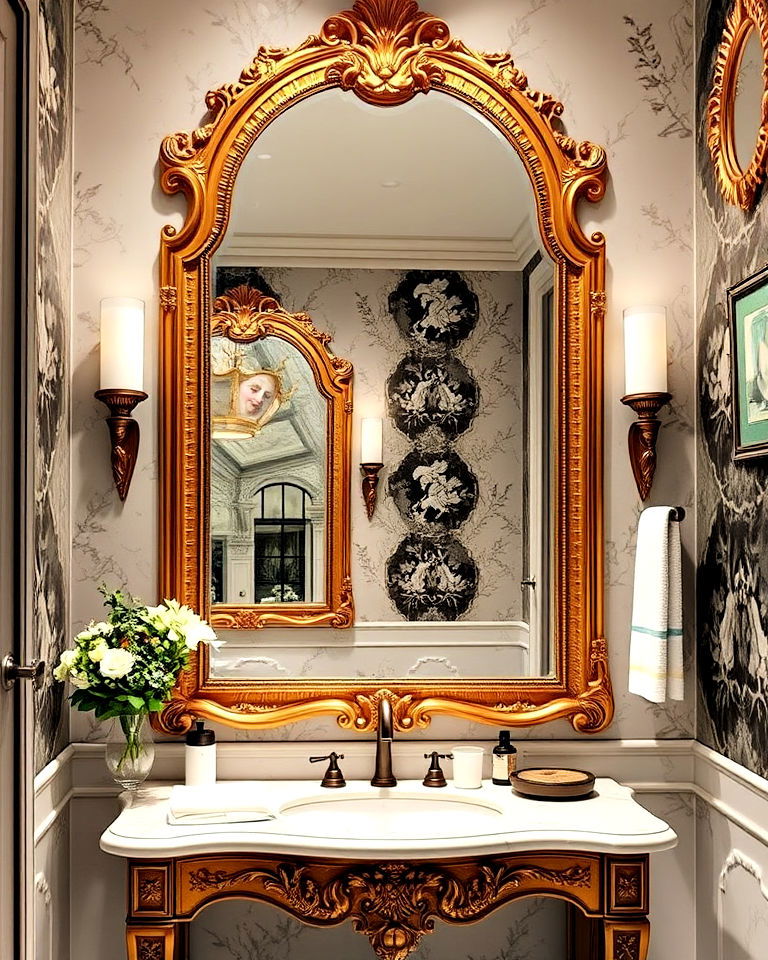 statement venetian style mirror - 15 Italian Bathroom Design Ideas