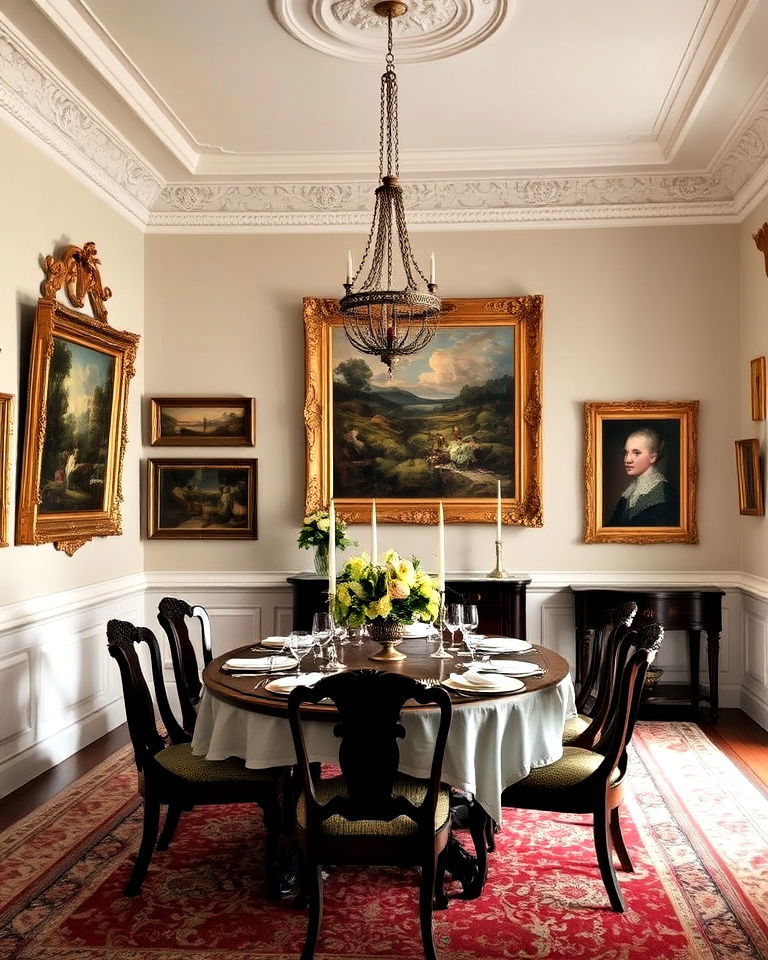 statement victorian inspired wall art - 25 Victorian Dining Room Ideas