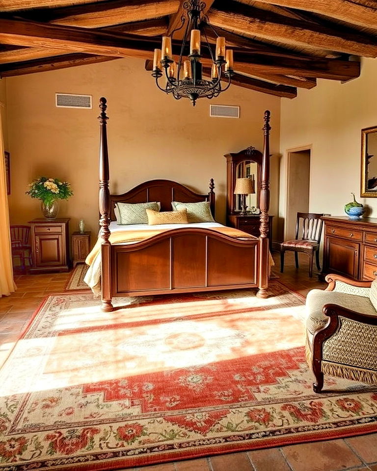 statement vintage rug - 20 Tuscan Bedroom Ideas