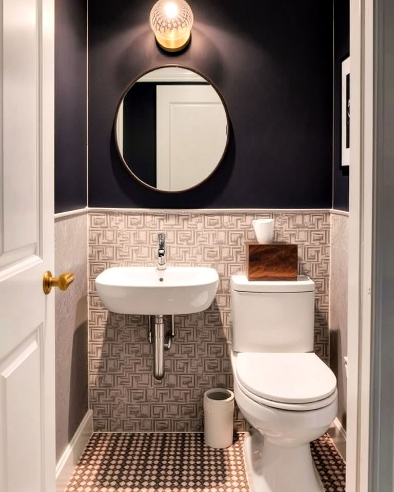 statement wall for small ensuite - 25 Small Ensuite Design Ideas