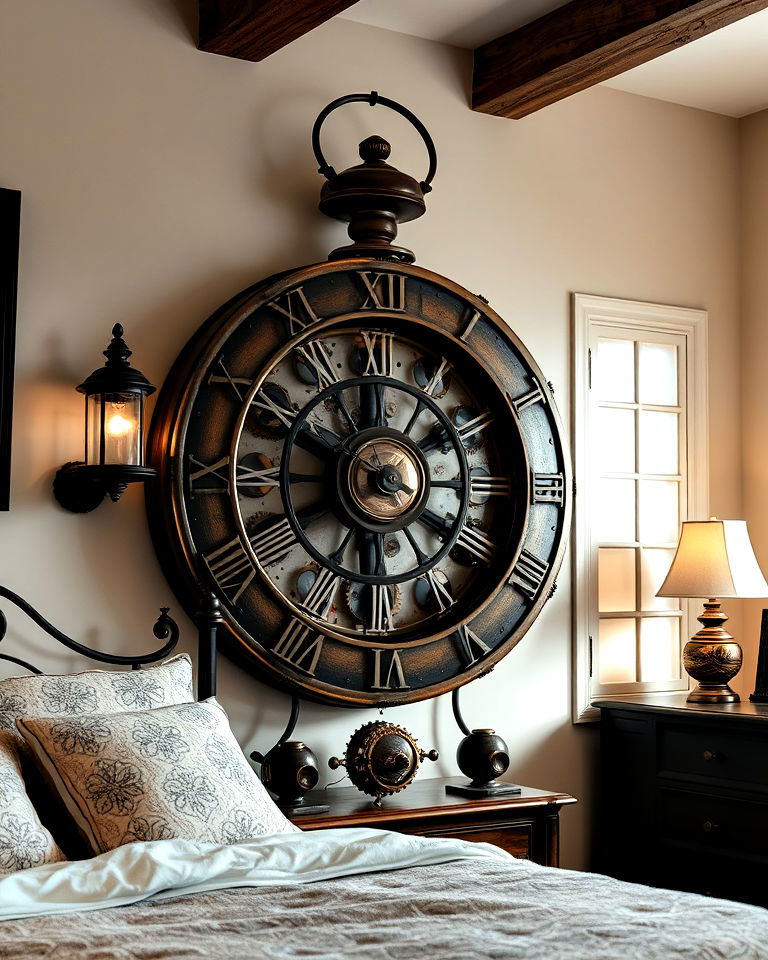 steampunk design vintage clock - 15 Steampunk Bedroom Ideas