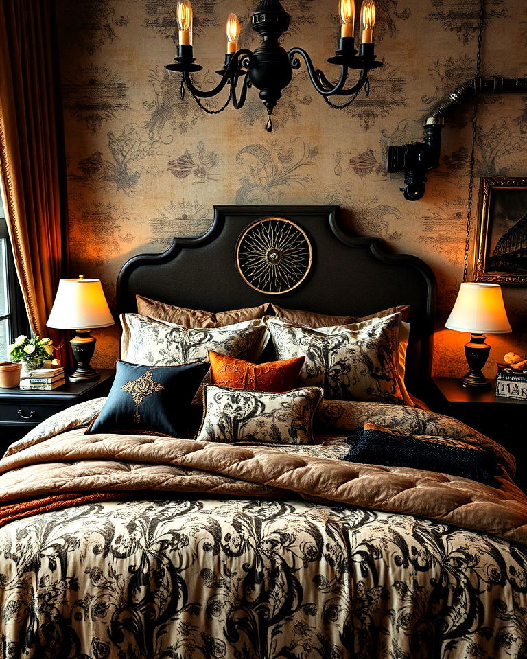steampunk inspired bedding - 15 Steampunk Bedroom Ideas