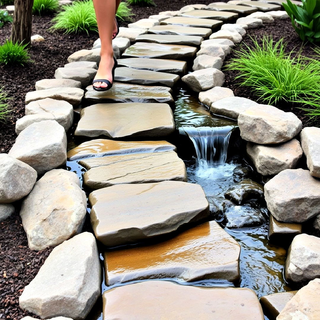 stepping stone pondless waterfall - 15 Pondless Waterfall Ideas