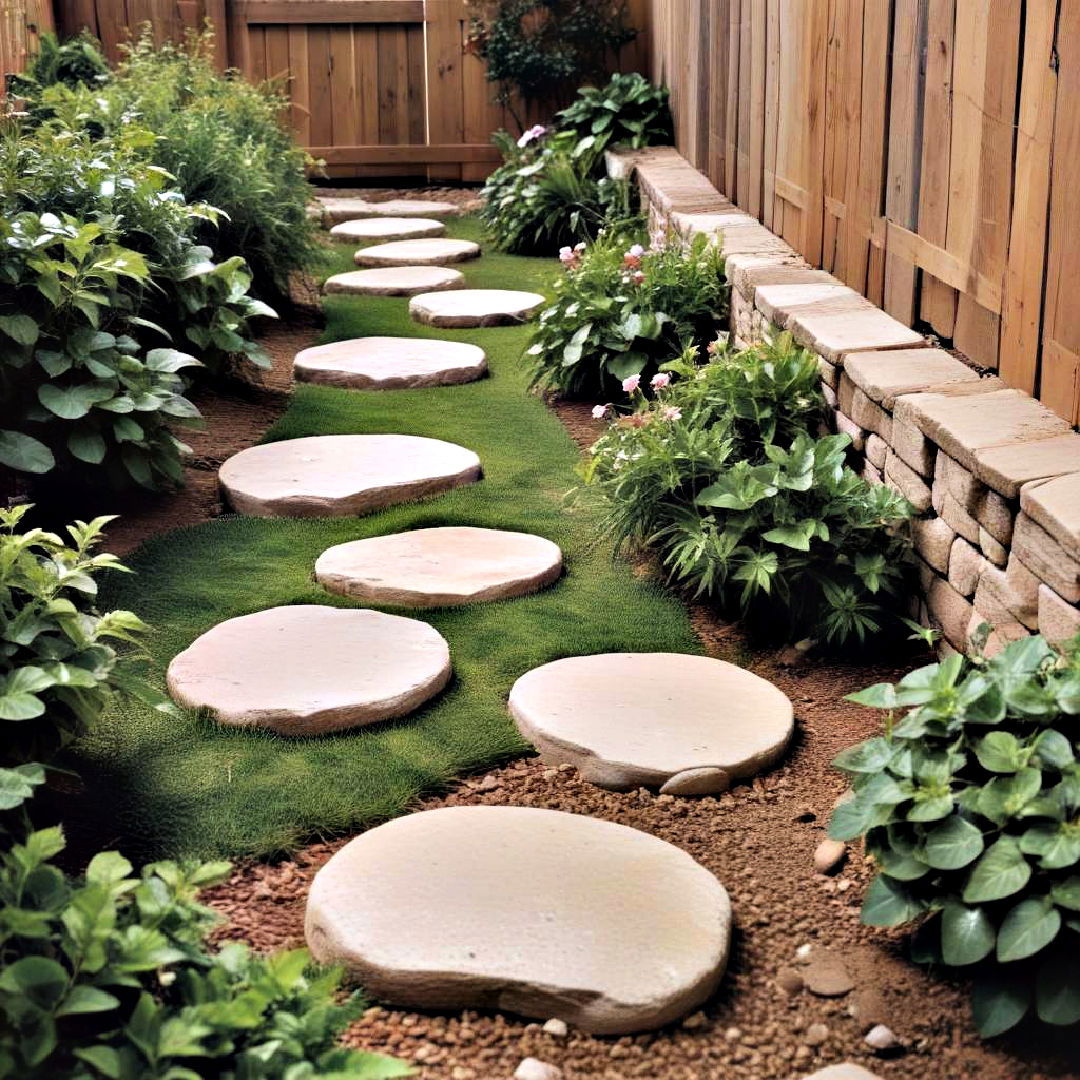 stepping stones to add visual interest - 40 Small Backyard Landscaping Ideas
