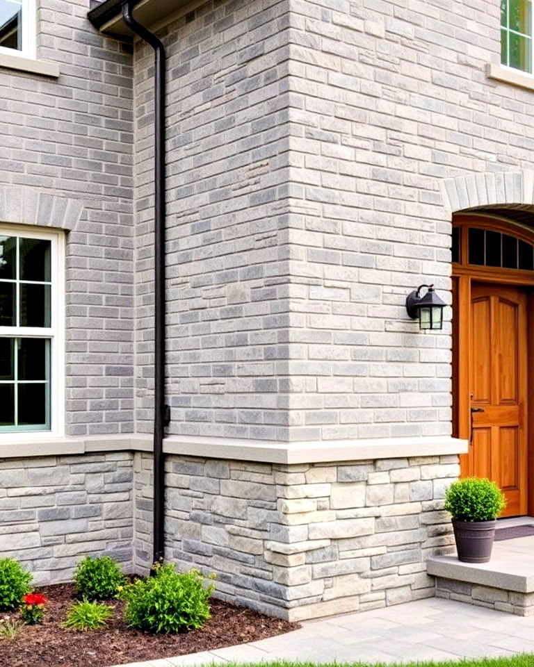 stone accents for gray brick exterior home - 30 Gray Brick Exterior Home Ideas