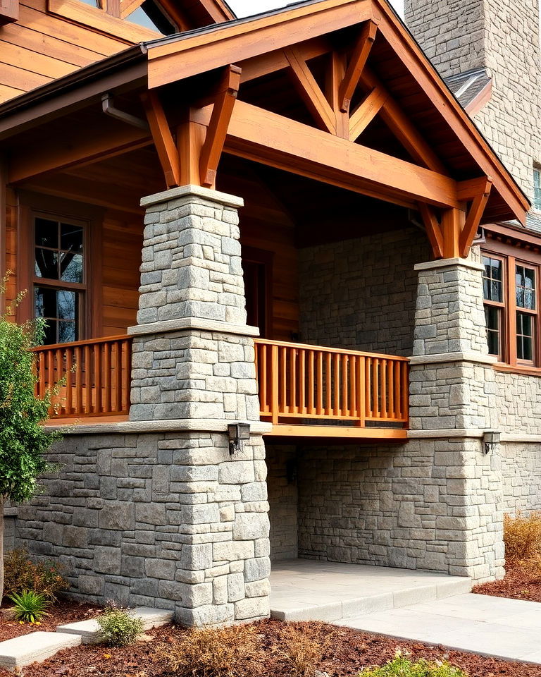 stone and wood combo for craftsman home exterior - 40 Craftsman Style House Exterior Ideas