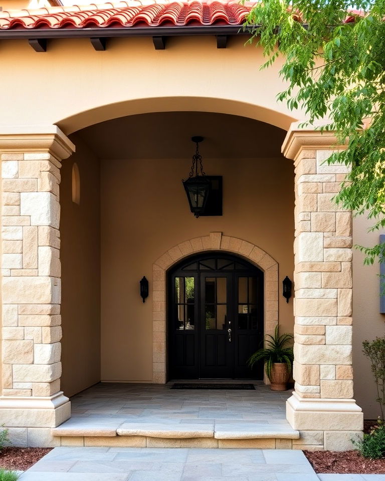 stone columns for spanish bungalow exterior - 25 Spanish Bungalow Exterior Ideas