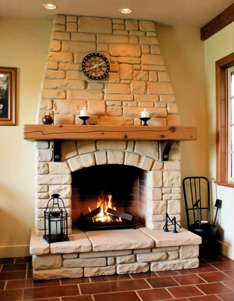 stone fireplace for primitive kitchen - 20 Primitive Kitchen Ideas