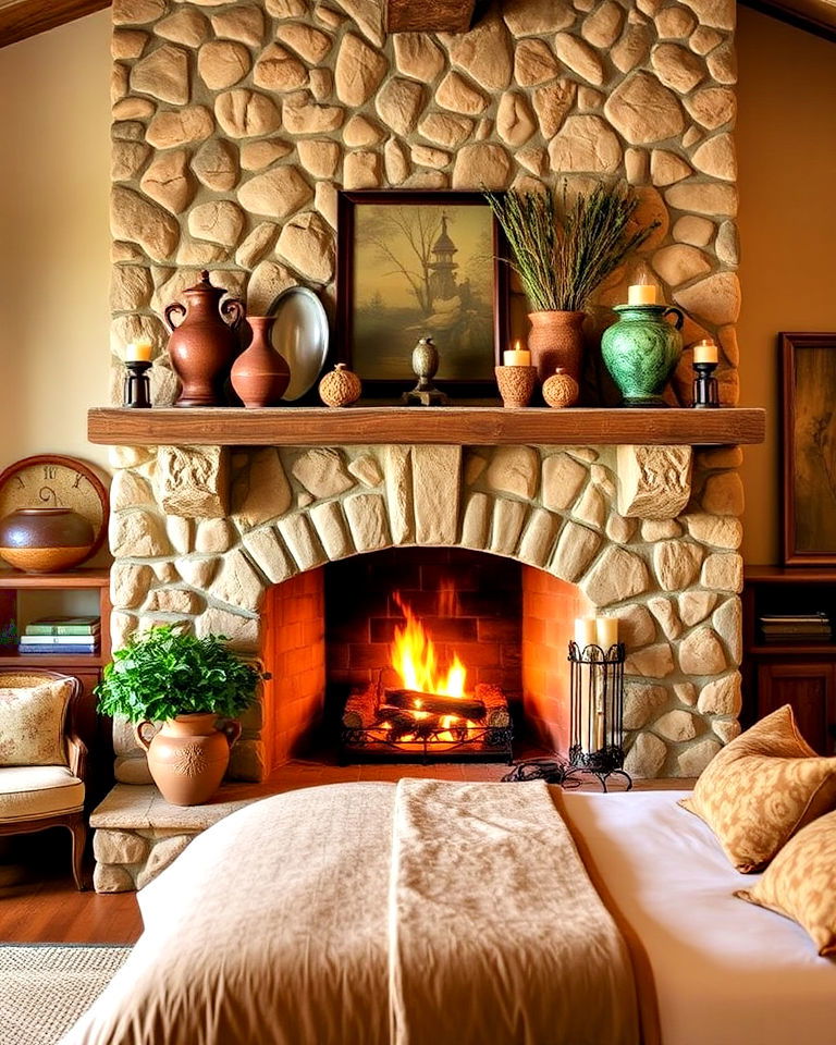 stone fireplace for tuscan bedroom - 20 Tuscan Bedroom Ideas