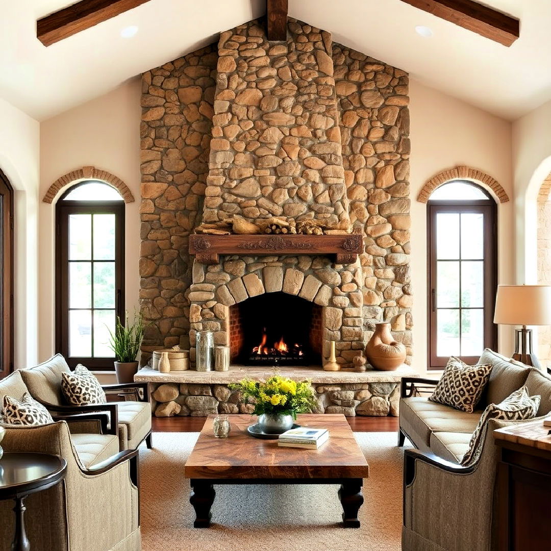 stone fireplace for tuscan interiors - 25 Tuscan Interior Design Ideas
