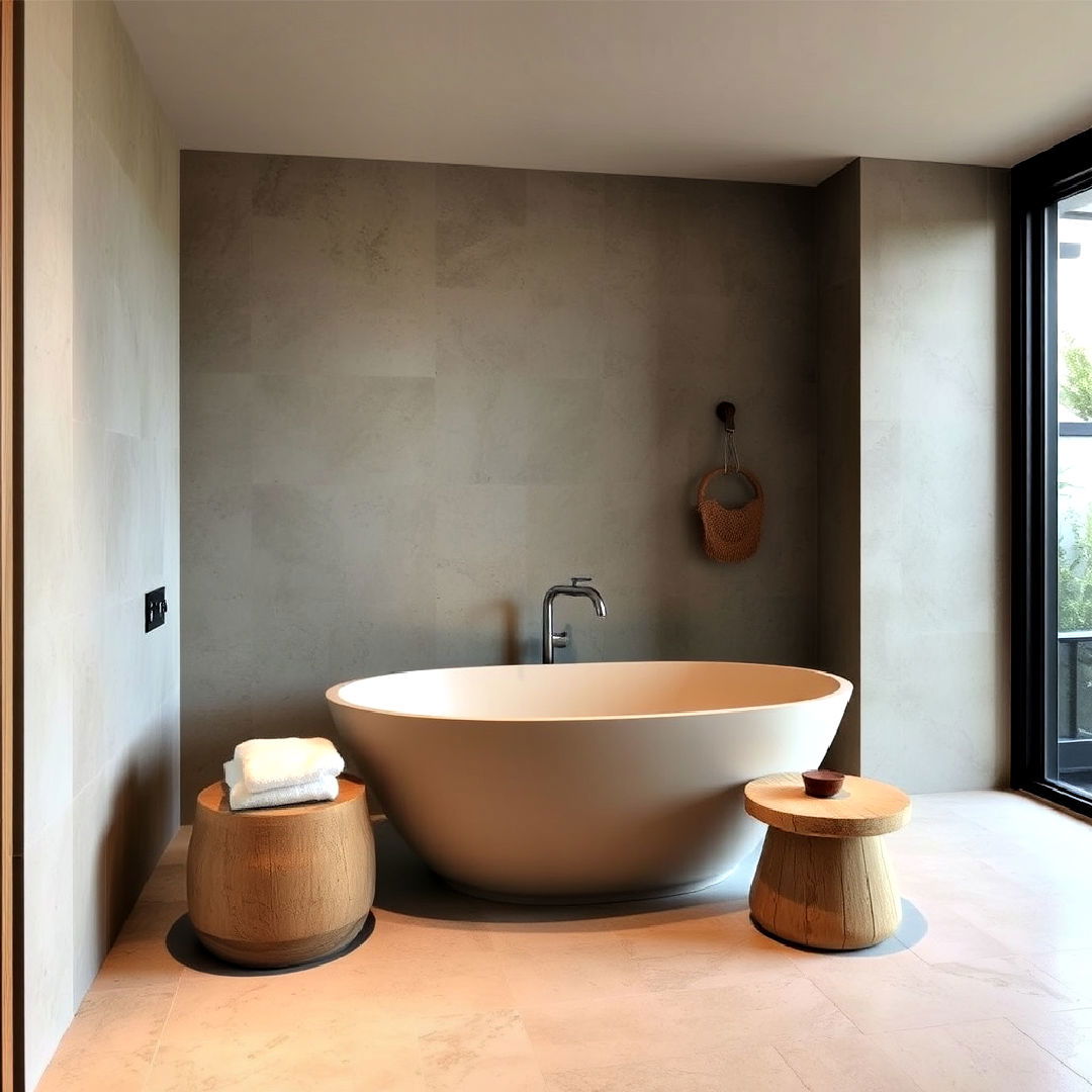 stone flooring for japandi bathroom - 40 Japandi Bathroom Ideas