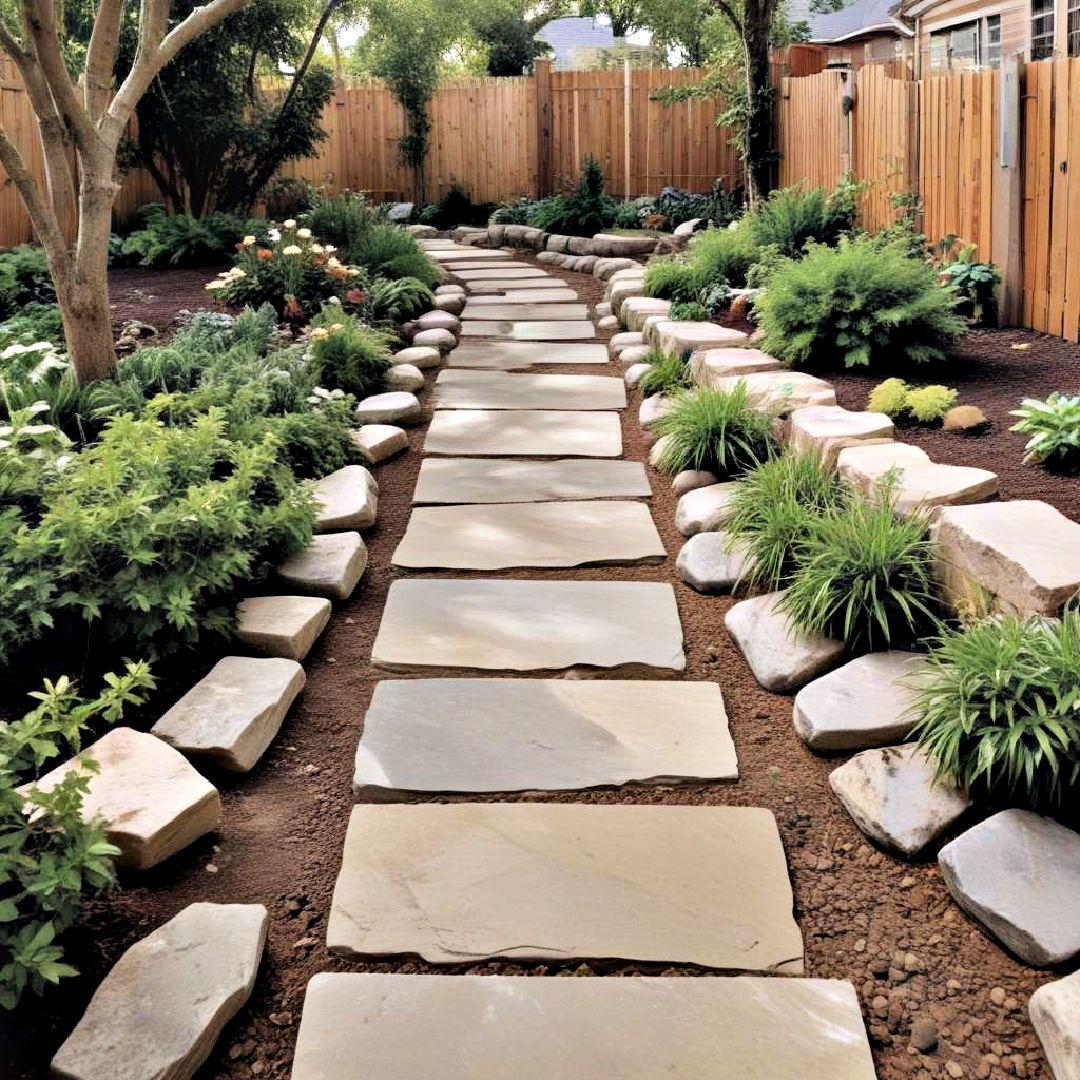 stone slab pathway for backyard - 40 Backyard Walkway Ideas