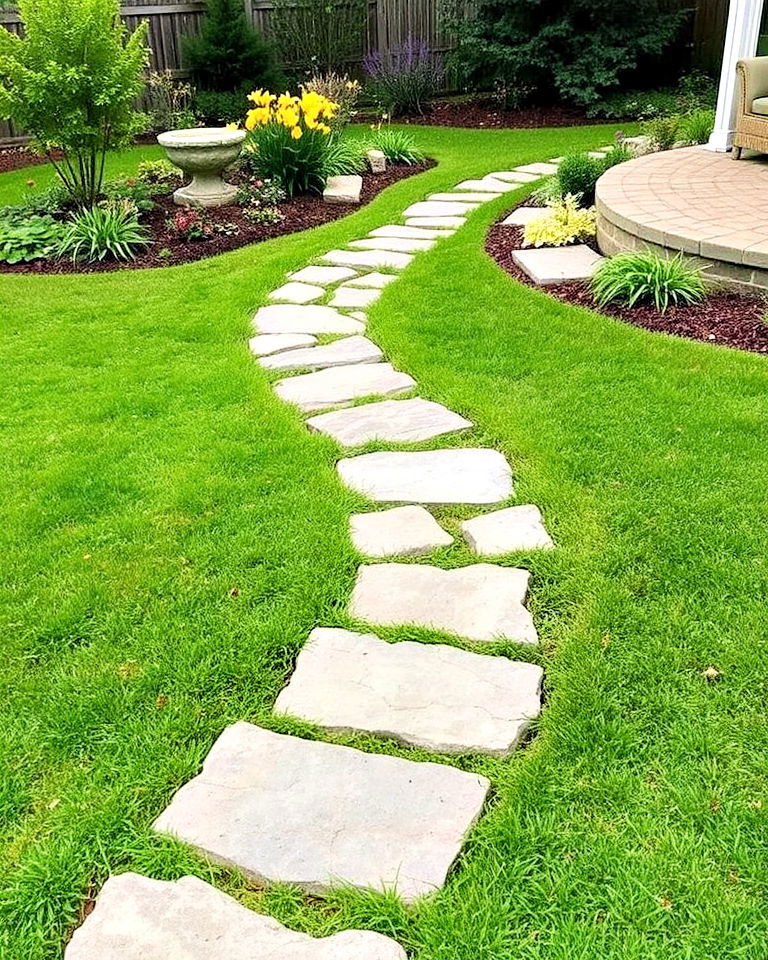 stone stepping stones to add rustic touch - 30 Rustic Landscaping Ideas