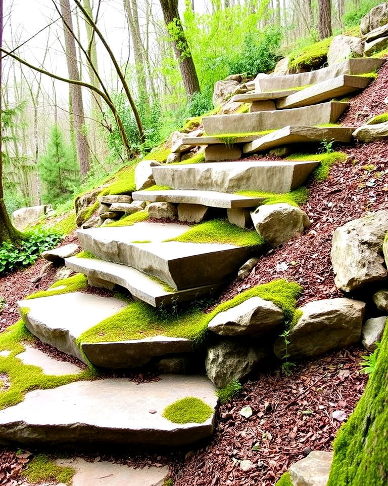 stone steps on slopes for woodland garden - 20 Woodland Garden Path Ideas
