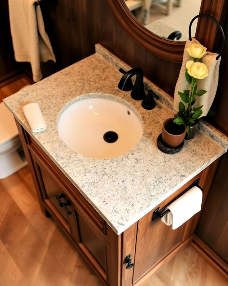 stone topped rustic bathroom vanity - 15 Rustic Bathroom Vanity Ideas