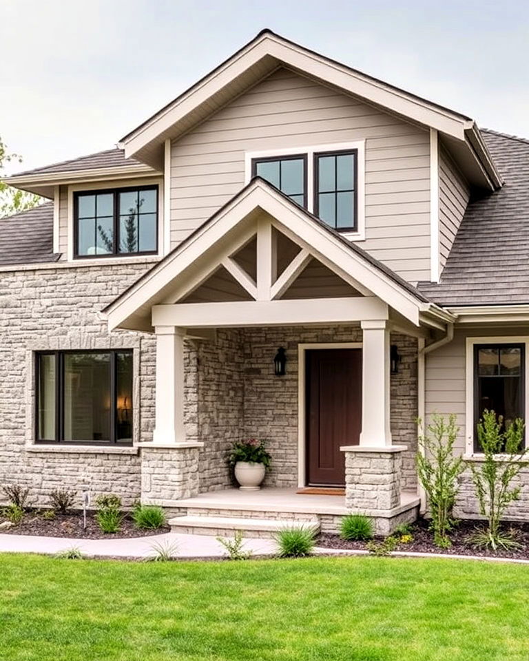stone veneer accent walls for rustic elegance - 25 Modern Cottage House Exterior Ideas
