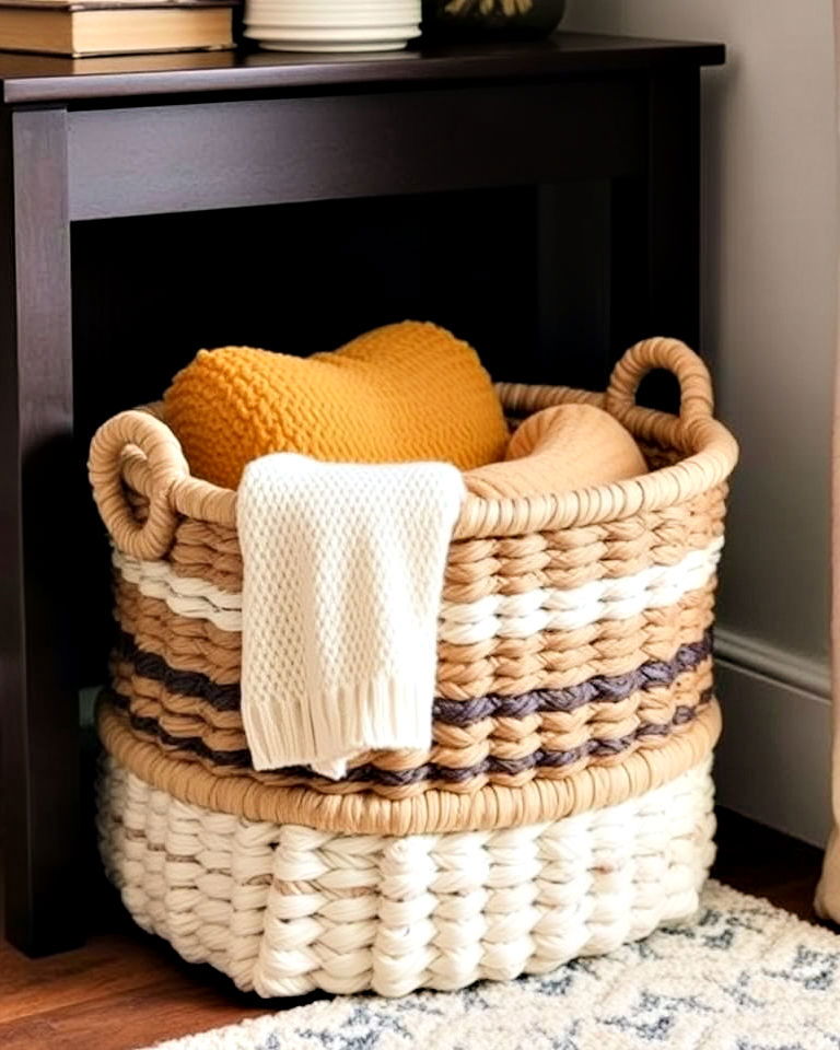 storage basket for living room - 30 Living Room Storage Ideas