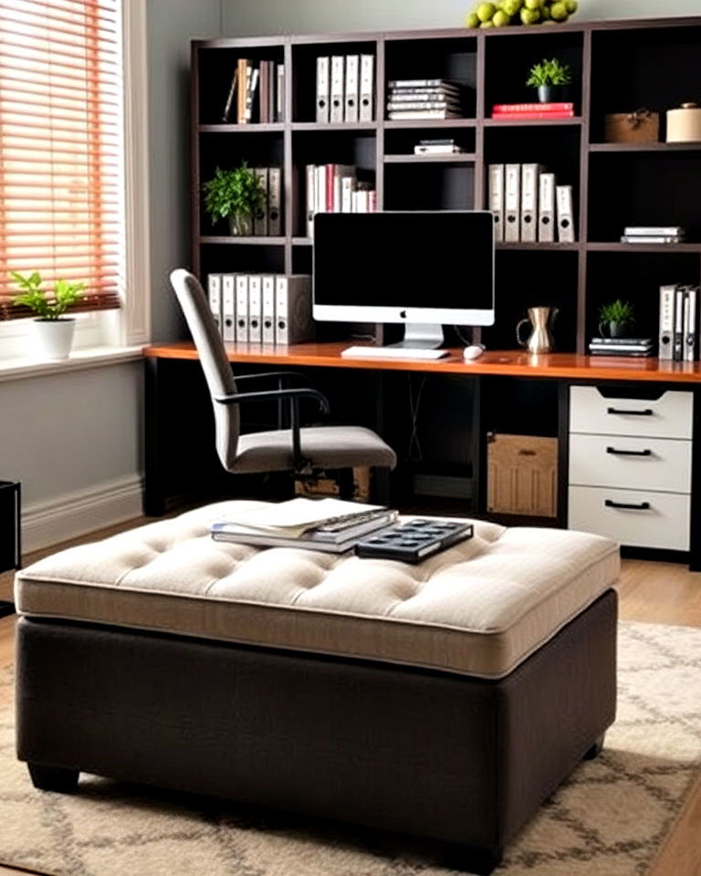 storage ottoman for office - 20 Office Storage Ideas