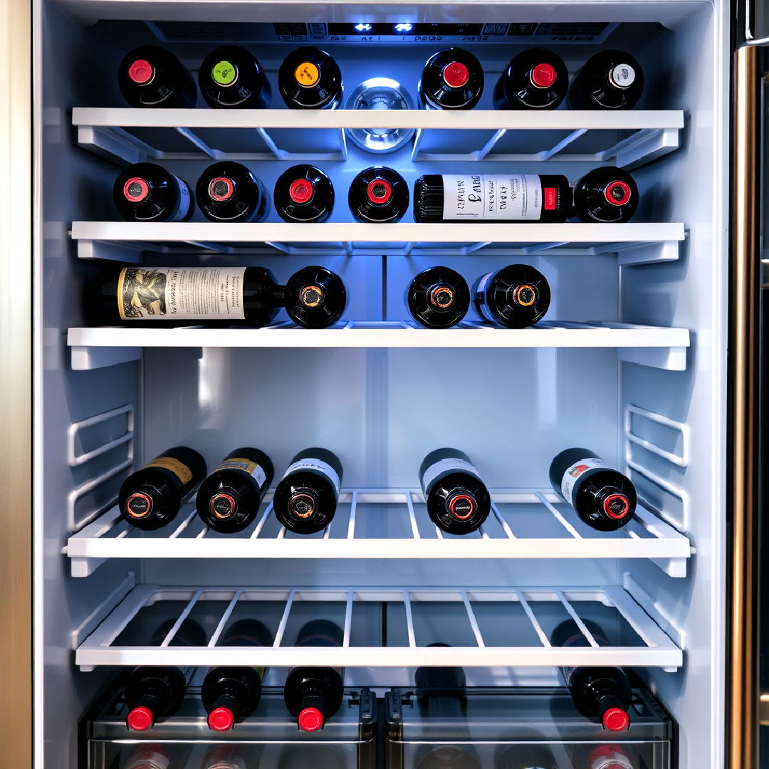 store bottles horizontally to save vertical space - 20 Refrigerator Organization Ideas