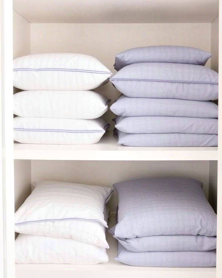 store each sheet set inside pillowcase - 30 Linen Closet Organization Ideas