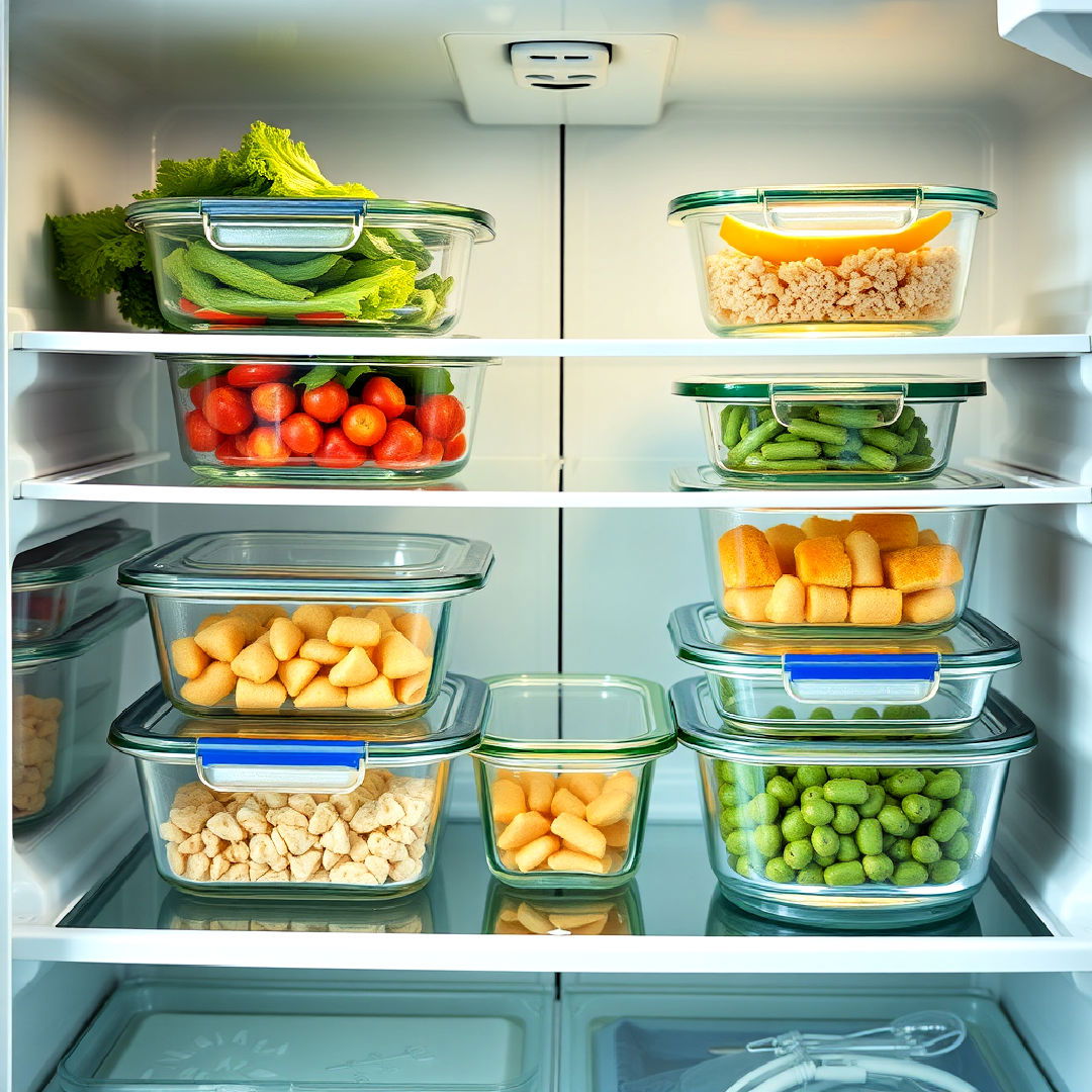 store leftovers in glass containers - 20 Refrigerator Organization Ideas