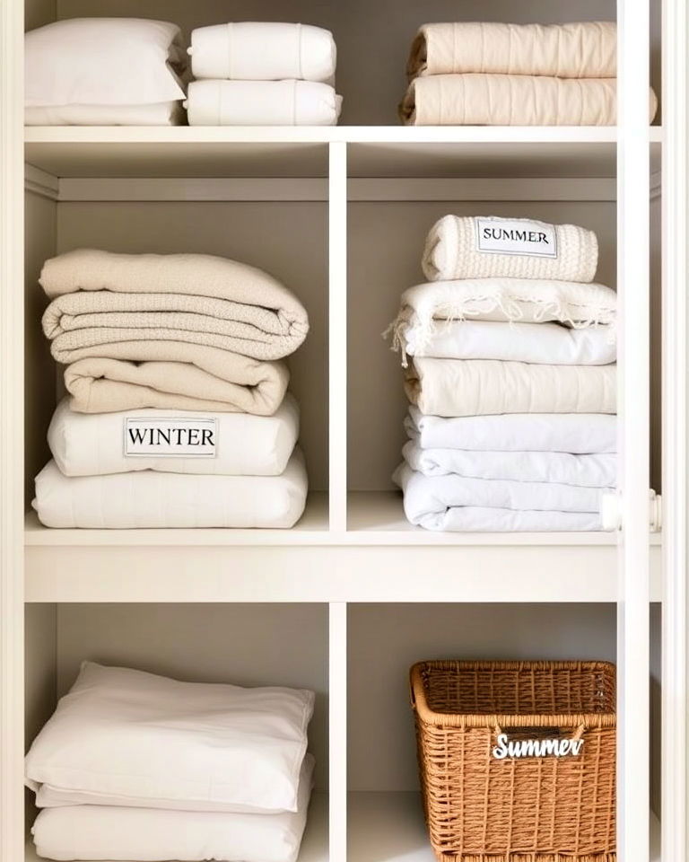 store seasonal items separately - 30 Linen Closet Organization Ideas