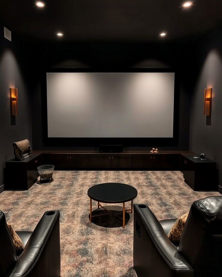 storm gray and bronze home theater - 20 Gray Home Theater Paint Color Schemes