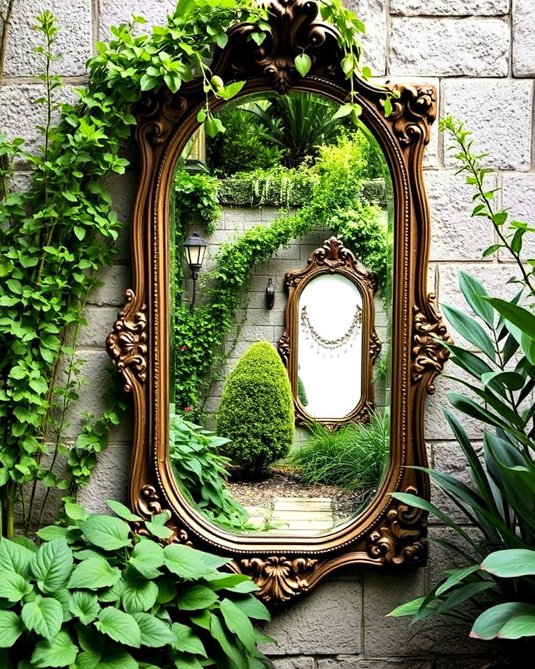 strategically placed mirrors - 35 Secret Garden Ideas