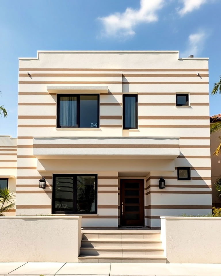 streamlined horizontal banding design - 15 Art Deco House Exterior Ideas