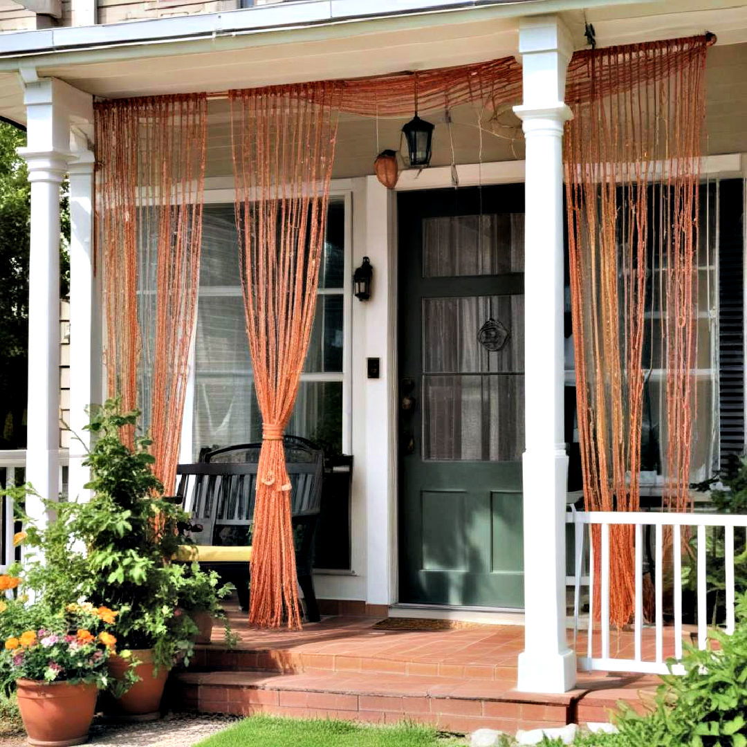 string curtains for porch decor - 40 Small Front Porch Ideas