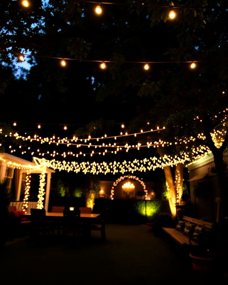 string lights for garden party - 30 Garden Party Ideas