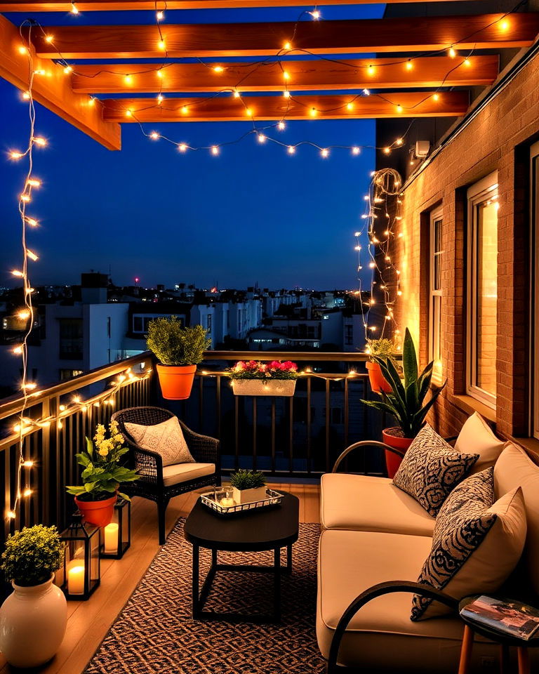 string lights for loft balcony - 20 Loft Balcony Ideas