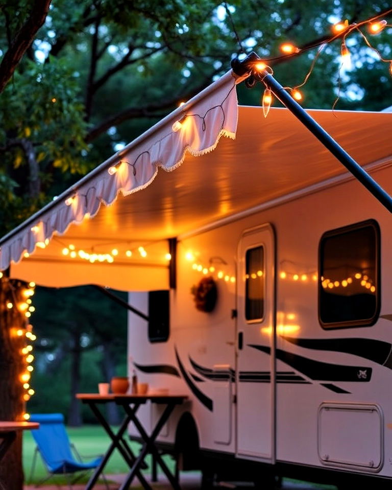 string lights for rv campsite decorating - 30 Rv Campsite Decorating Ideas