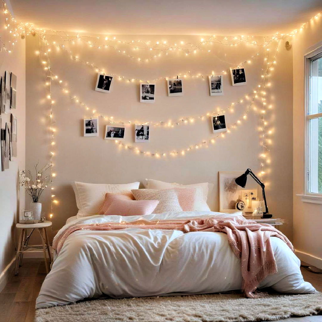 string lights to add whimsical touch - 40 Teenage Girl Bedroom Ideas