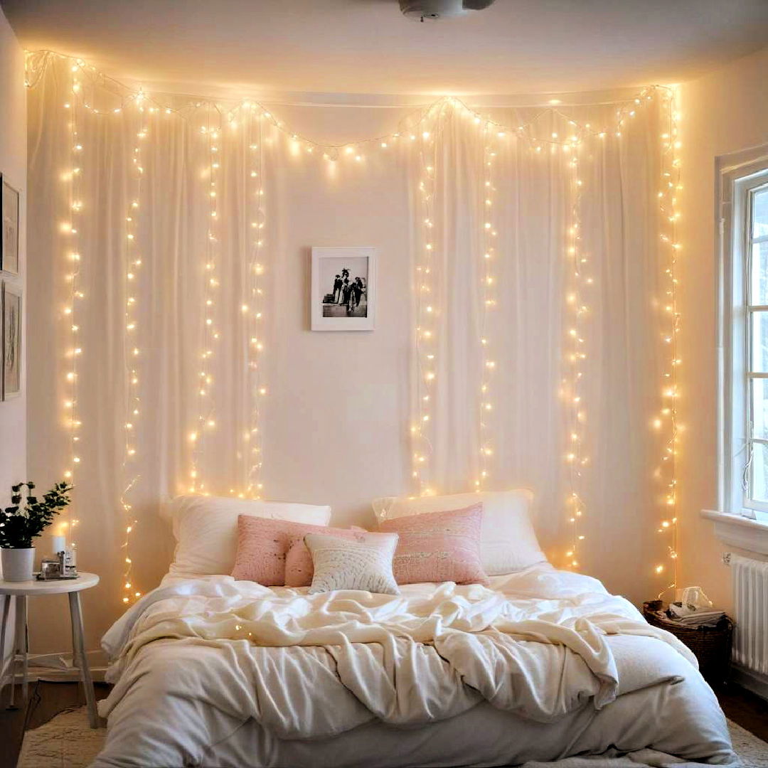 string lights to make room magical - 40 Teen Room Ideas